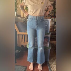 Anthropologie Pilcro High Waisted Cutoff Flare Jeans